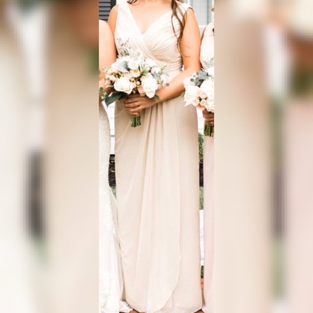 Dessy Full Length Sleeveless V-Neck Gold